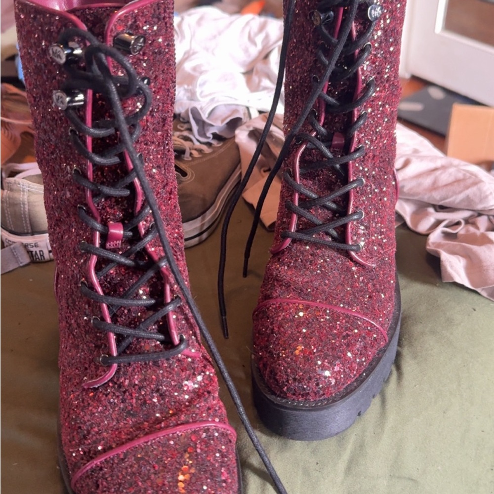 MICHAEL Michael Kors Sparkling Pink Combat Boots